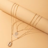 Simple Disc Fashion Pearl Shell Three Layer Necklace main image 3