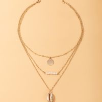 Simple Disc Fashion Pearl Shell Three Layer Necklace main image 5