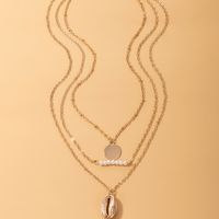 Simple Disc Fashion Pearl Shell Three Layer Necklace main image 6