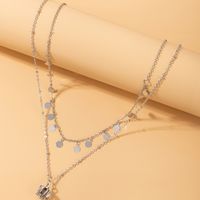 New Fashion Simple Disc Tassel Crown Pendant Necklace main image 3