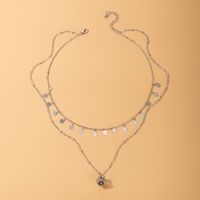 New Fashion Simple Disc Tassel Crown Pendant Necklace main image 5
