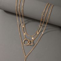 Simple Star Circle Multi-layer Pendant Necklace main image 3