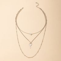 Einfache Silberne Dreilagige Halskette main image 6