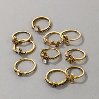 Retro Turtle Starfish Crown Leaf Antik Gold Ring 10-teiliges Set main image 6