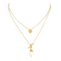 Fashion Small Golden Bean Double Knotted Pearl Necklace sku image 1