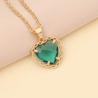 Fashion Multicolor Heart-shape Copper Necklace Wholesale sku image 2
