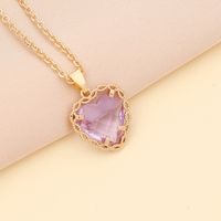 Fashion Multicolor Heart-shape Copper Necklace Wholesale sku image 7