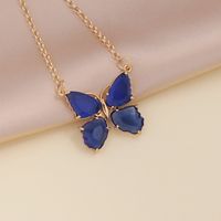 Fashion Multicolor Zircon Butterfly Copper Necklace Earring sku image 6