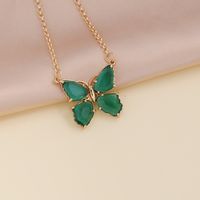 Fashion Multicolor Zircon Butterfly Copper Necklace Earring sku image 7