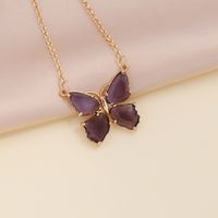 Fashion Multicolor Zircon Butterfly Copper Necklace Earring sku image 9