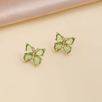 Fashion Multicolor Zircon Butterfly Copper Necklace Earring sku image 10