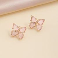 Fashion Multicolor Zircon Butterfly Copper Necklace Earring sku image 14