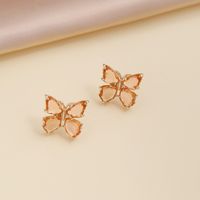 Fashion Multicolor Zircon Butterfly Copper Necklace Earring sku image 16