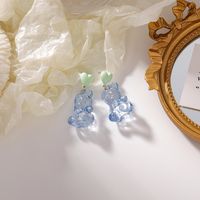 Korea Heart-shape Transparent Bear Earrings sku image 5
