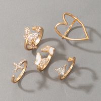 Fashion Hollow Butterfly Cross Geometric Triangle Ring 5-piece Set main image 4