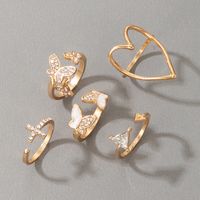 Mode Hollow Butterfly Cross Geometric Triangle Ring 5-teiliges Set main image 3