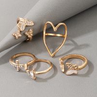 Mode Hollow Butterfly Cross Geometric Triangle Ring 5-teiliges Set main image 5