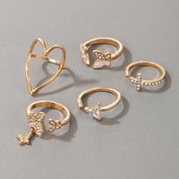 Mode Hollow Butterfly Cross Geometric Triangle Ring 5-teiliges Set main image 6
