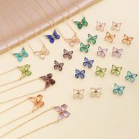 Fashion Multicolor Zircon Butterfly Copper Necklace Earring main image 1