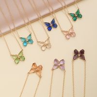 Fashion Multicolor Zircon Butterfly Copper Necklace Earring main image 6