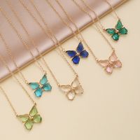 Fashion Multicolor Zircon Butterfly Copper Necklace Earring main image 5