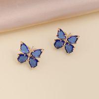 Fashion Multicolor Zircon Butterfly Copper Necklace Earring main image 3