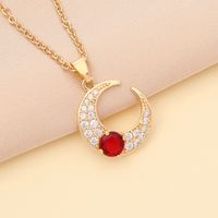 Fashion Multicolor Zircon Moon Copper Necklace main image 5