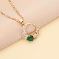 Fashion Multicolor Zircon Moon Copper Necklace main image 6