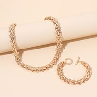 Hip-hop Geometric Metal Necklace Bracelet Set main image 3