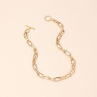 Hip-hop Geometric Stacked Metal Necklace Bracelet Set main image 4