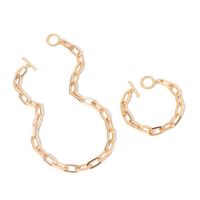 Hip-hop Geometric Stacked Metal Necklace Bracelet Set main image 6