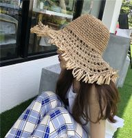 Fashion Hollow Sunscreen Big Brimmed Foldable Straw Hat main image 4