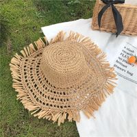 Fashion Hollow Sunscreen Big Brimmed Foldable Straw Hat main image 5