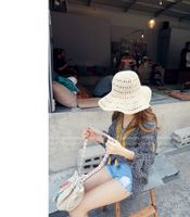 Korean Sunscreen Big-edge Hollow Sunshade Folding Straw Hat main image 5