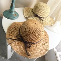 Korean Hand-woven Big-edge Folding Straw Hat main image 1