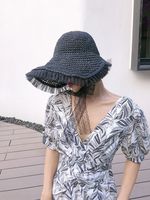 Fashion Lace Sunscreen Sunshade Empty Top Straw Hat main image 4