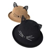 Korean Lace Cat Ears Sunshade Sunscreen Straw Hat main image 6