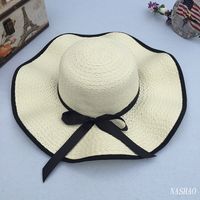 Fashion Sunshade Bow Big Brim Sunscreen Straw Hat main image 2