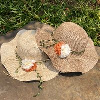 Fashion Flower Big Eaves Sunscreen Straw Hat main image 2