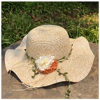 Fashion Flower Big Eaves Sunscreen Straw Hat main image 6