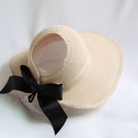 Korean Empty Top Foldable Bowknot Straw Hat sku image 5