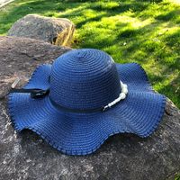 Sombrero De Paja De Protección Solar Con Lazo De Perlas De Aleros Grandes Coreanos sku image 5
