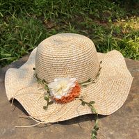Fashion Flower Big Eaves Sunscreen Straw Hat sku image 4