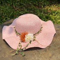 Fashion Flower Big Eaves Sunscreen Straw Hat sku image 2