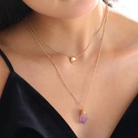 Fashion Purple Natural Stone Multi-layer Necklace Wholesale main image 4