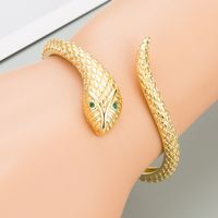 Fashion Snake-shaped Golden Scales Micro-inlaid Zircon Copper Bracelet main image 1