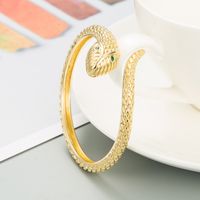 Fashion Snake-shaped Golden Scales Micro-inlaid Zircon Copper Bracelet main image 3