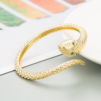Fashion Snake-shaped Golden Scales Micro-inlaid Zircon Copper Bracelet main image 4