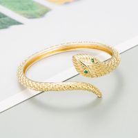 Fashion Snake-shaped Golden Scales Micro-inlaid Zircon Copper Bracelet main image 5