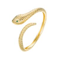 Fashion Snake-shaped Golden Scales Micro-inlaid Zircon Copper Bracelet main image 6